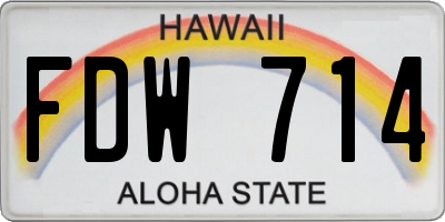 HI license plate FDW714