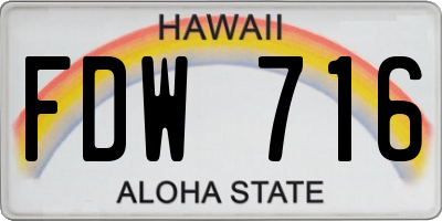HI license plate FDW716