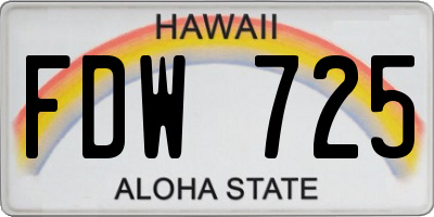 HI license plate FDW725