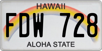 HI license plate FDW728
