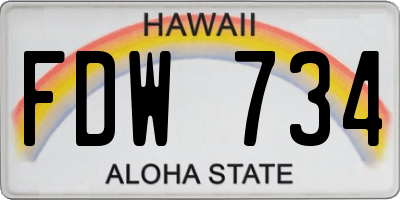 HI license plate FDW734