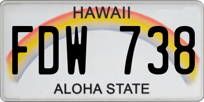 HI license plate FDW738