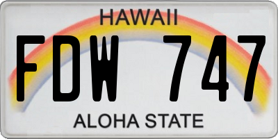 HI license plate FDW747