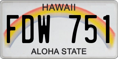 HI license plate FDW751