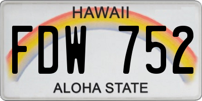 HI license plate FDW752