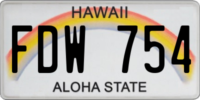 HI license plate FDW754