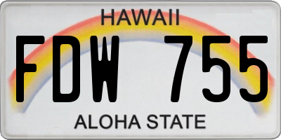 HI license plate FDW755