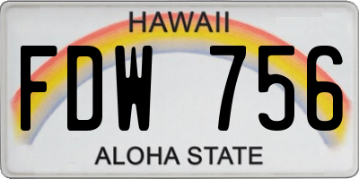 HI license plate FDW756
