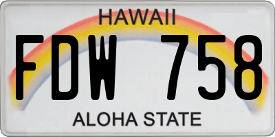 HI license plate FDW758