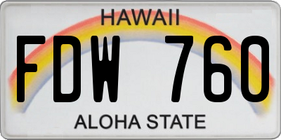 HI license plate FDW760