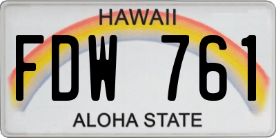 HI license plate FDW761