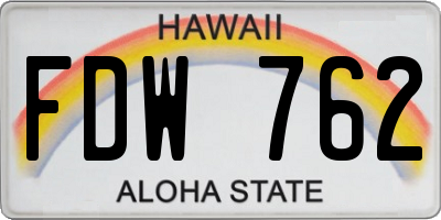 HI license plate FDW762