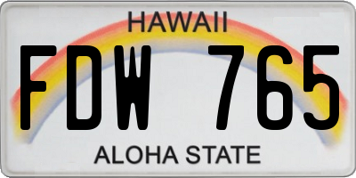 HI license plate FDW765
