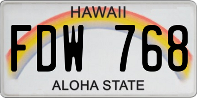 HI license plate FDW768