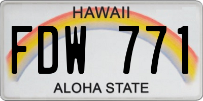 HI license plate FDW771