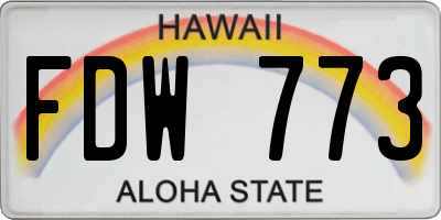 HI license plate FDW773