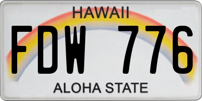 HI license plate FDW776