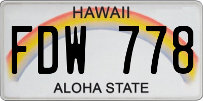HI license plate FDW778