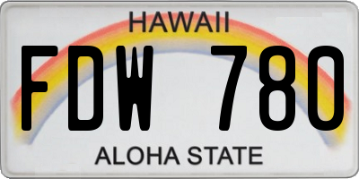 HI license plate FDW780