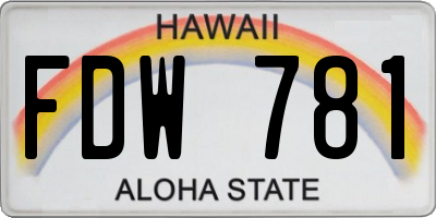 HI license plate FDW781