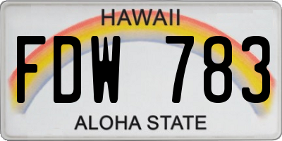 HI license plate FDW783