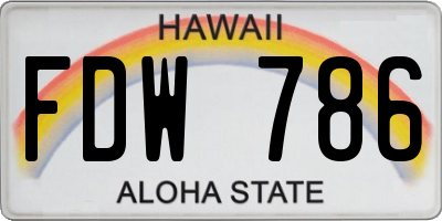 HI license plate FDW786