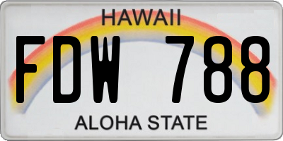 HI license plate FDW788
