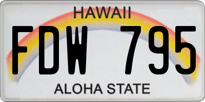 HI license plate FDW795
