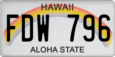 HI license plate FDW796