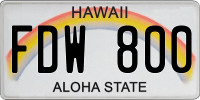 HI license plate FDW800