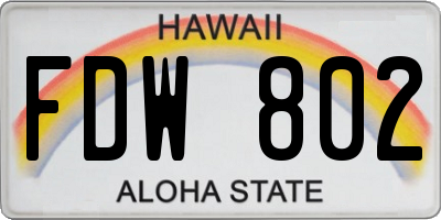 HI license plate FDW802