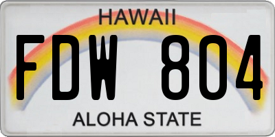 HI license plate FDW804