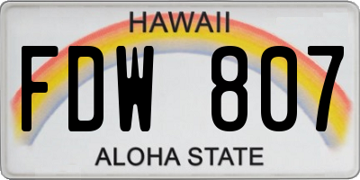 HI license plate FDW807