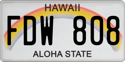 HI license plate FDW808