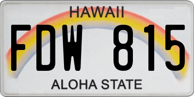 HI license plate FDW815