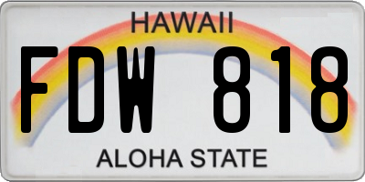 HI license plate FDW818