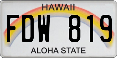 HI license plate FDW819