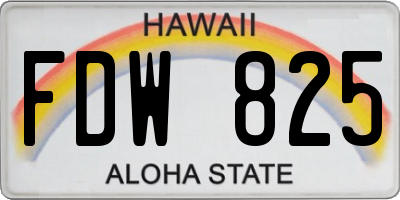 HI license plate FDW825
