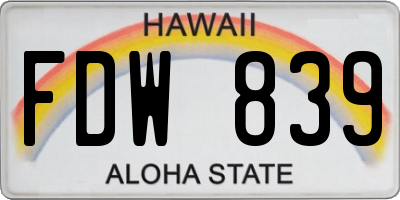 HI license plate FDW839