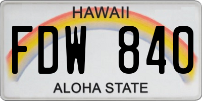 HI license plate FDW840