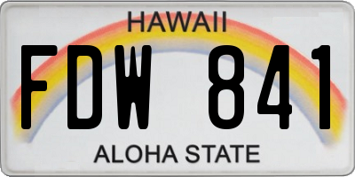 HI license plate FDW841