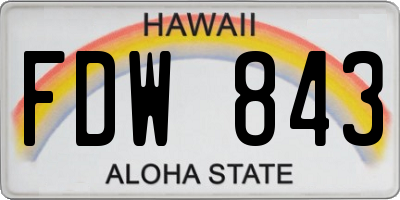 HI license plate FDW843
