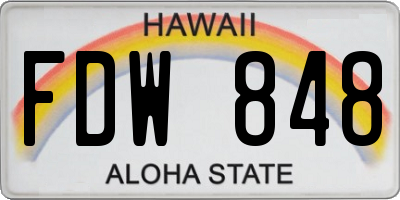 HI license plate FDW848