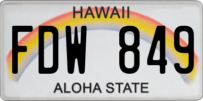 HI license plate FDW849