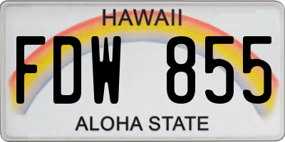HI license plate FDW855