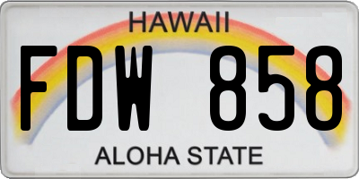 HI license plate FDW858