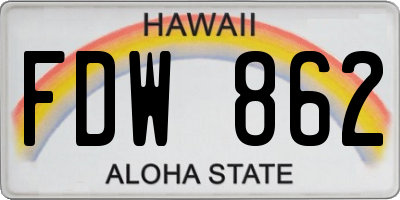 HI license plate FDW862