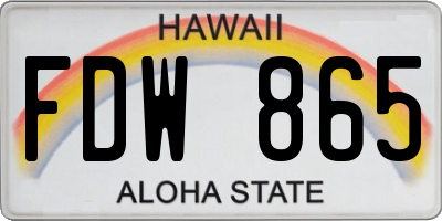 HI license plate FDW865