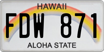 HI license plate FDW871