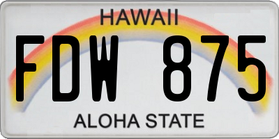 HI license plate FDW875